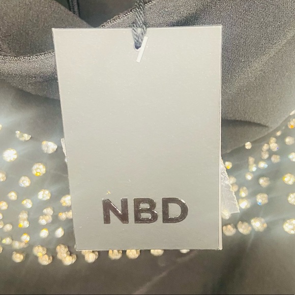 NBD RARE Shoshana Black Mini Dress with Crystal Embellished Waist - Picture 7 of 9